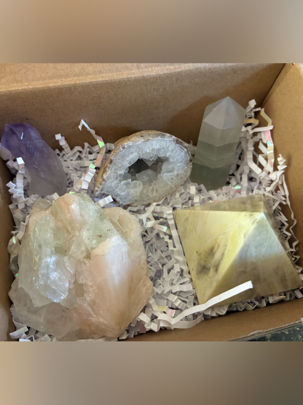 🔮 5 Piece Healing Crystal Gift Box - Serpentine Pyramid, Zeolite (rare) ⚡️🎁